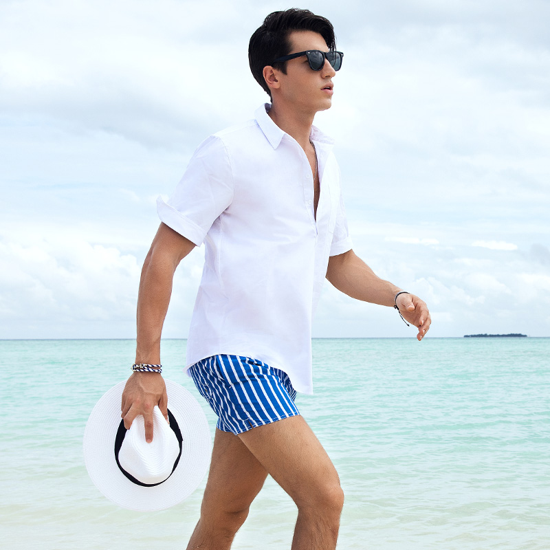Men Quick Dry Striped Swim Sho - Trunks Board Surf recension och pris